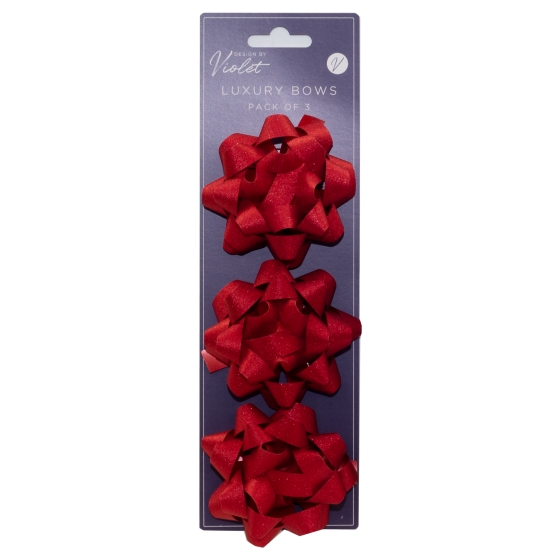 BOWS RED GLITTER 3PK