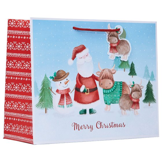 XH2916 GIFT BAG SANTA SNOW SCENE L SH
