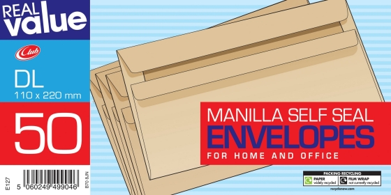 CJ0608 SJ01113 ENVELOPES DL MAN 50S REALVALUE